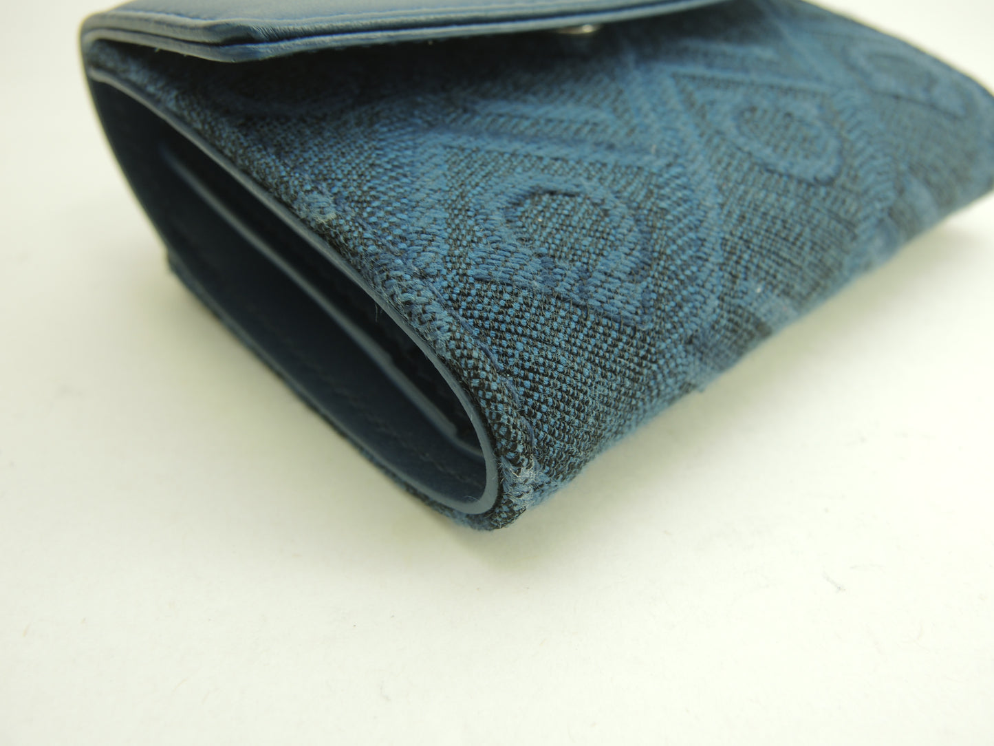 サルヴァトーレフェラガモ ミニウォレット ガンチーニ コットン/レザー青 財布 未使用@JL-220877