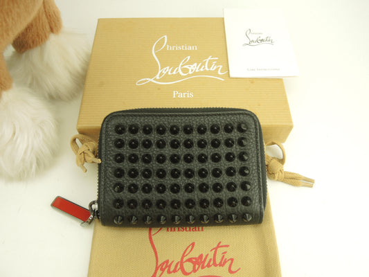 クリスチャンルブタン コインケース パネトーネスタッズ レザー黒 カード用ポケット付小銭入 美品@ 8