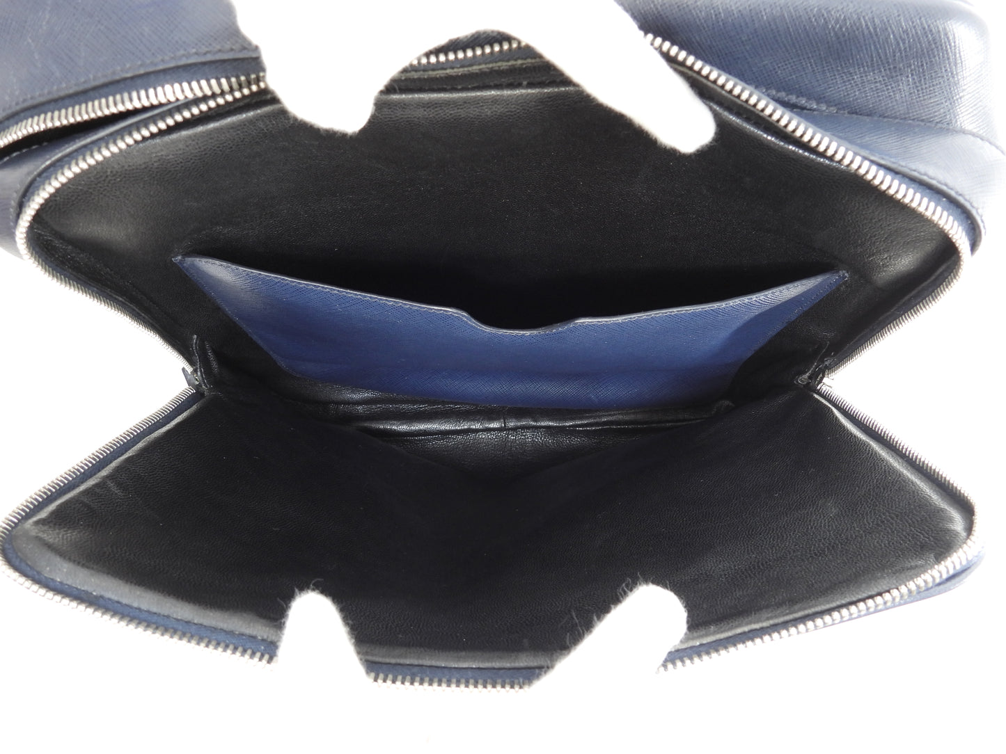 プラダ ブリーフケース ダブルファスナー サフィアーノ紺 書類カバン ドキュメントケース@7