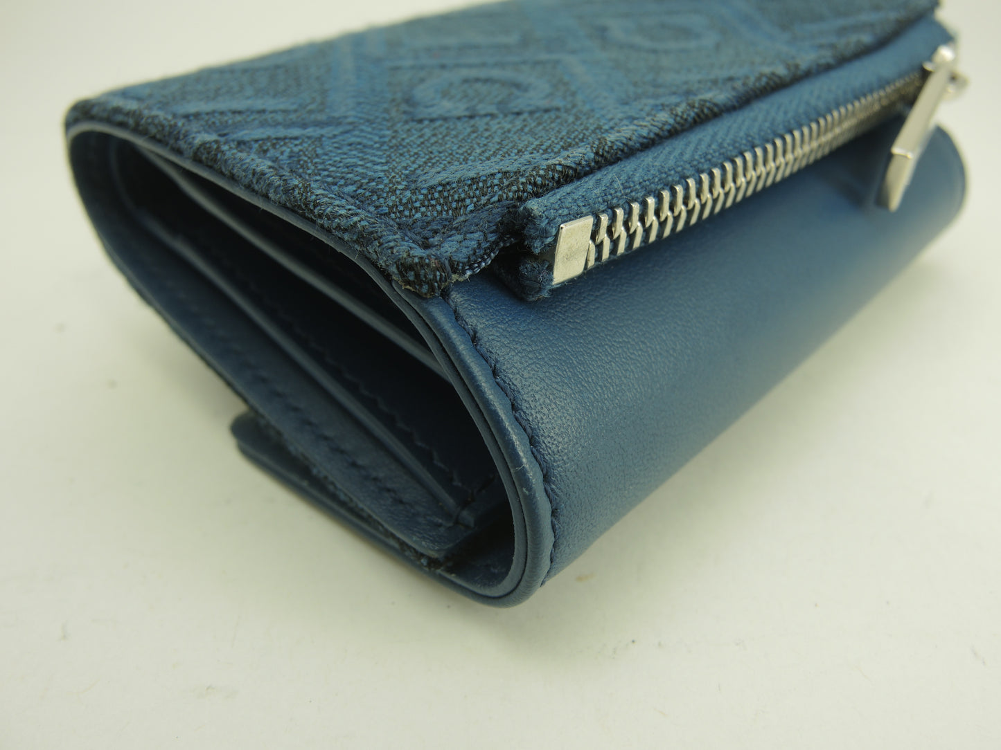 サルヴァトーレフェラガモ ミニウォレット ガンチーニ コットン/レザー青 財布 未使用@JL-220877