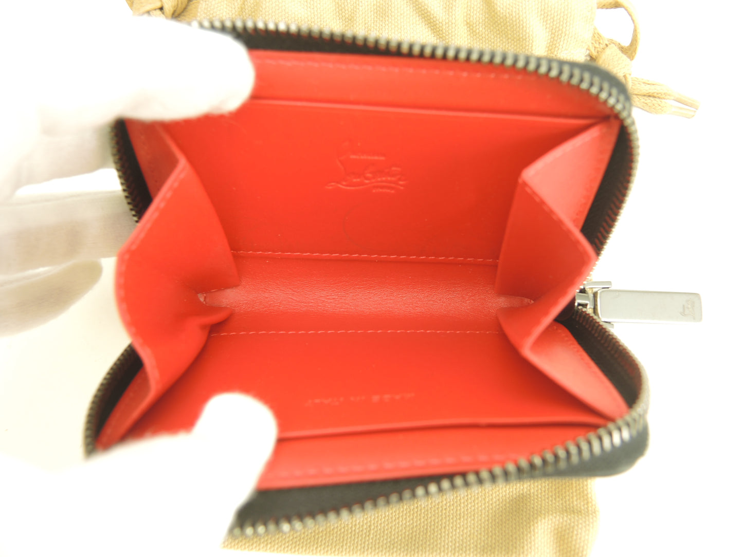 クリスチャンルブタン コインケース パネトーネスタッズ レザー黒 カード用ポケット付小銭入 美品@ 8