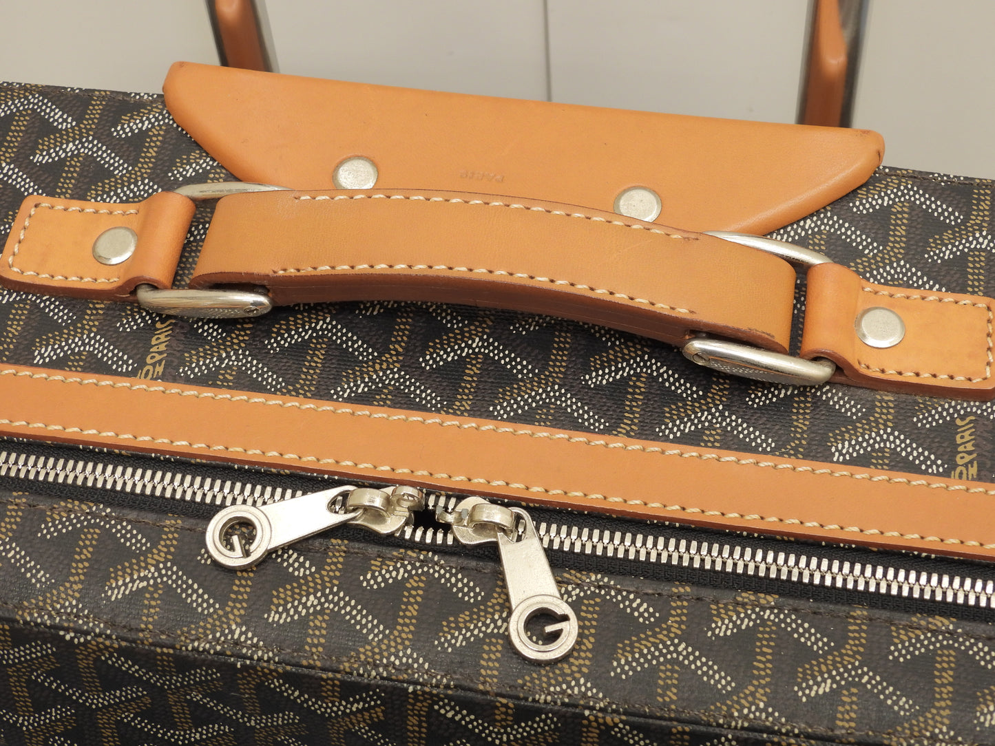 ゴヤール トロレ ヘリンボーン 黒茶 トロリーバッグ 旅行用キャリーバッグ@ 1