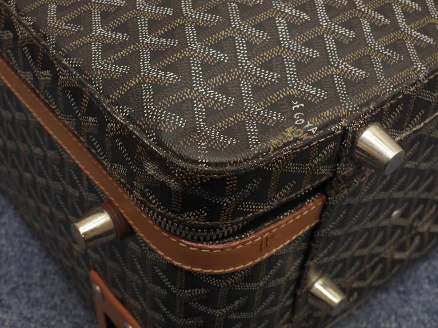 ゴヤール トロレ ヘリンボーン 黒茶 トロリーバッグ 旅行用キャリーバッグ@ 1