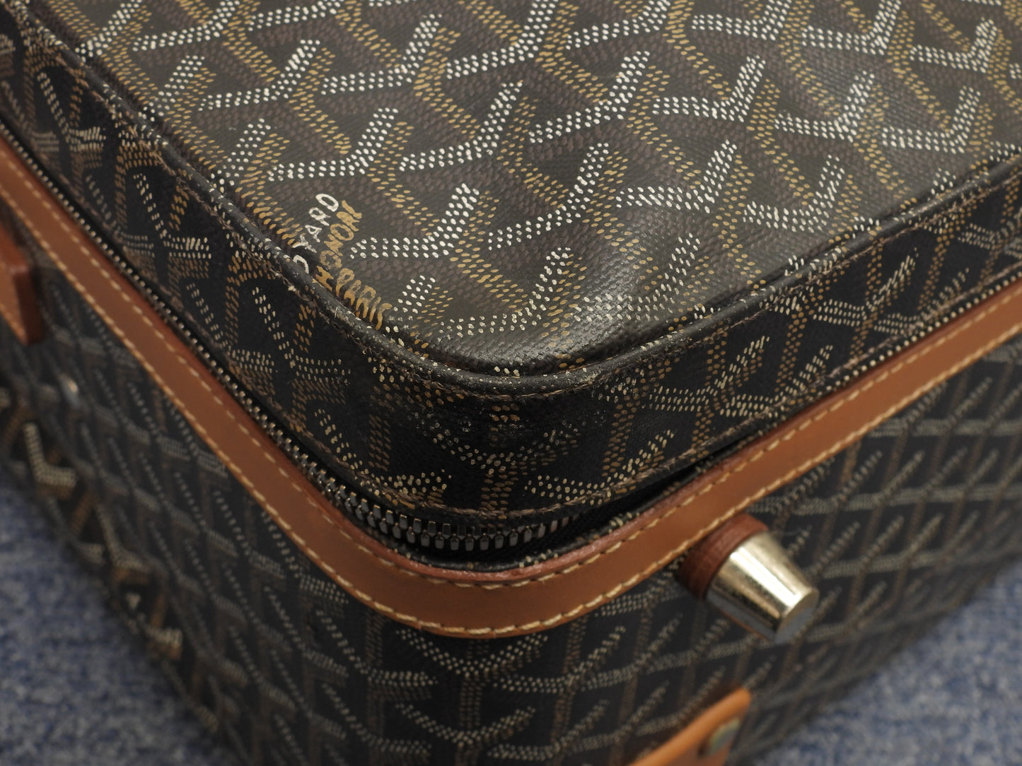 ゴヤール トロレ ヘリンボーン 黒茶 トロリーバッグ 旅行用キャリーバッグ@ 1