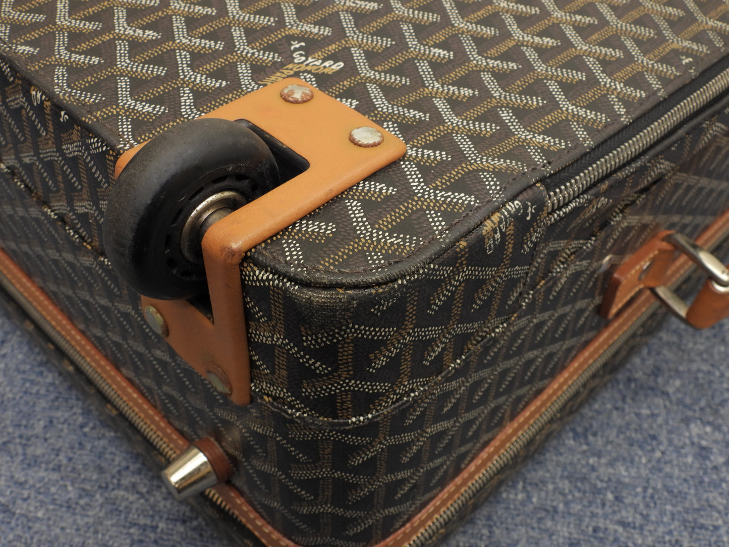 ゴヤール トロレ ヘリンボーン 黒茶 トロリーバッグ 旅行用キャリーバッグ@ 1