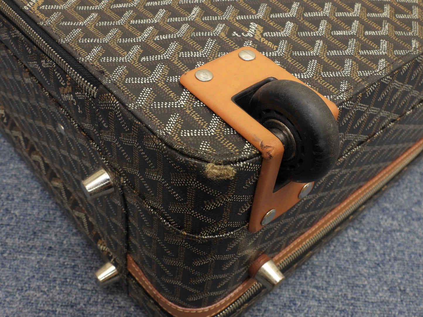 ゴヤール トロレ ヘリンボーン 黒茶 トロリーバッグ 旅行用キャリーバッグ@ 1