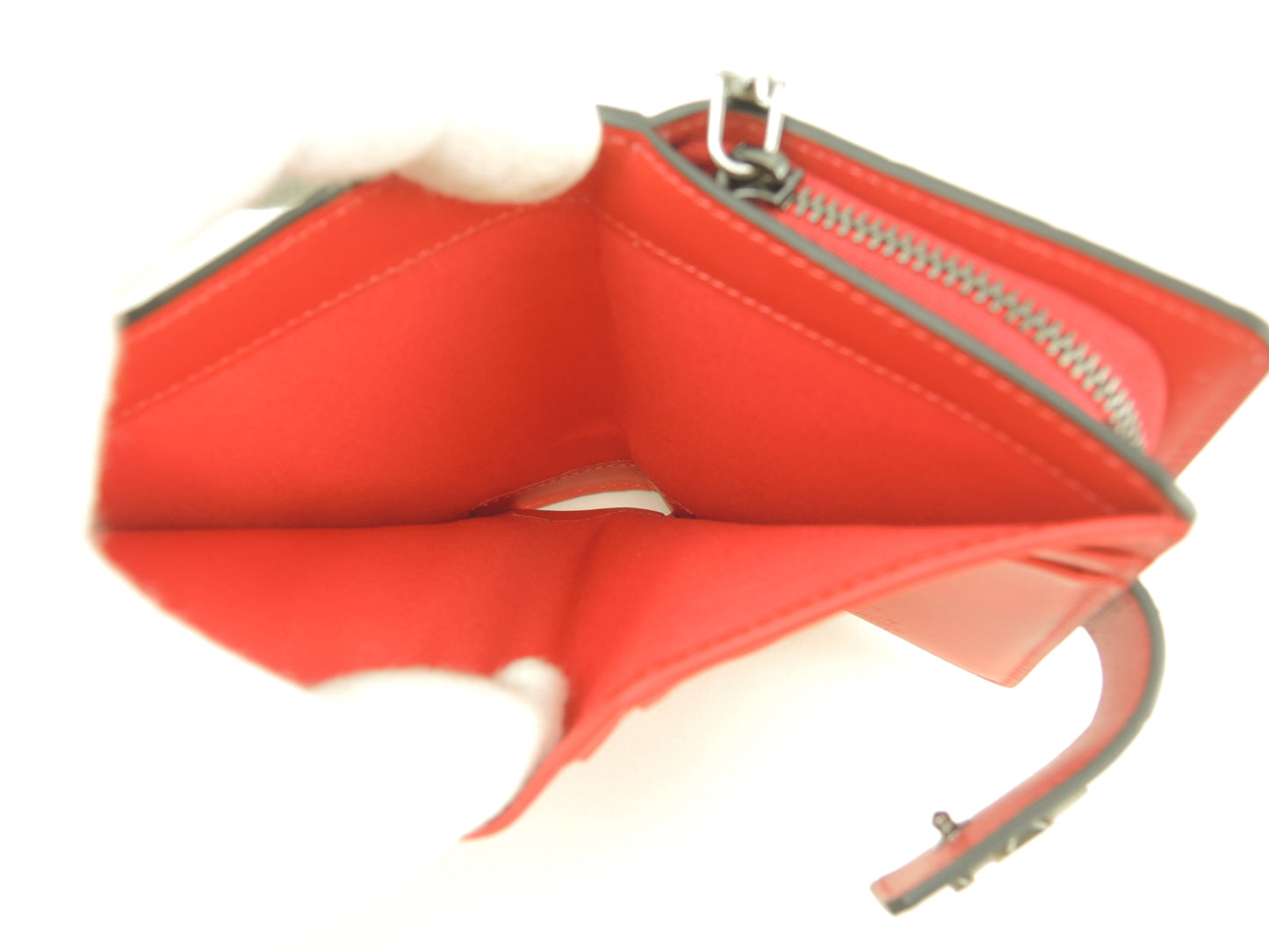 クリスチャンルブタン 2折財布 パロマ クロコ型押レザー黒赤 コンパクトウォレット 美品@ 6