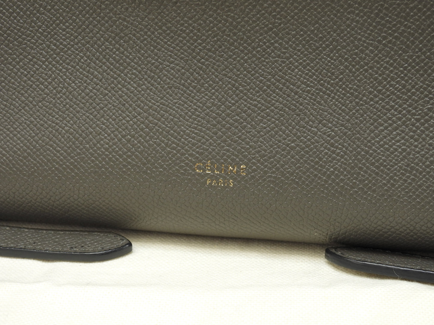 セリーヌ ベルトバッグマイクロ 型押レザー 灰 ポシェット s付ハンドバッグ美品@S-MP-0147