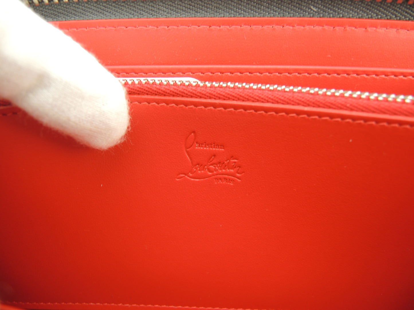 クリスチャンルブタン ロングウォレット HappyRui ジャガード灰 ジップ長財布 未使用@ 1