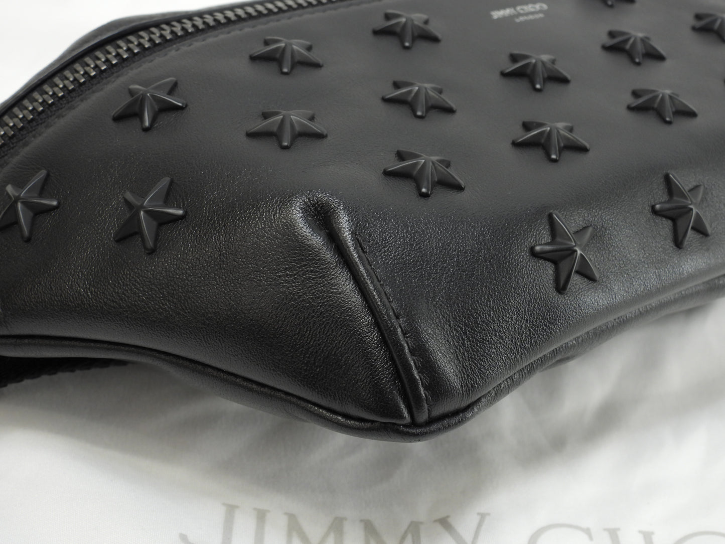 ジミーチュウ フィンズリー 黒星スタッズ レザー黒 ボディバッグ ウエストバッグ 極美品@SYX6RK