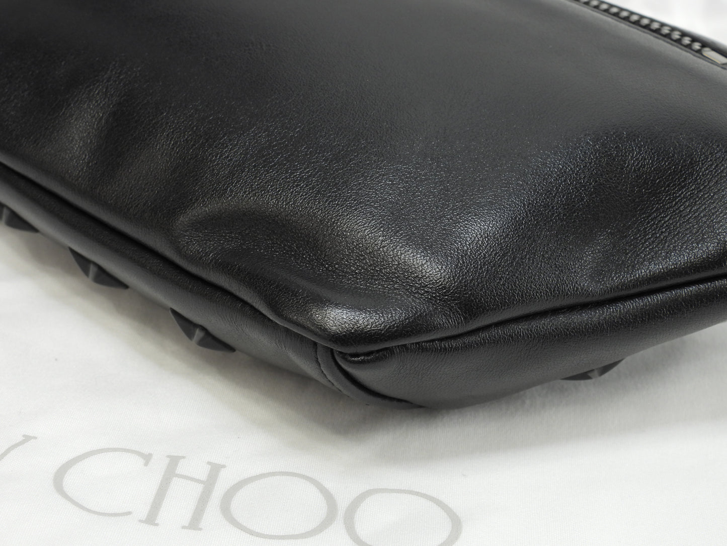 ジミーチュウ フィンズリー 黒星スタッズ レザー黒 ボディバッグ ウエストバッグ 極美品@SYX6RK