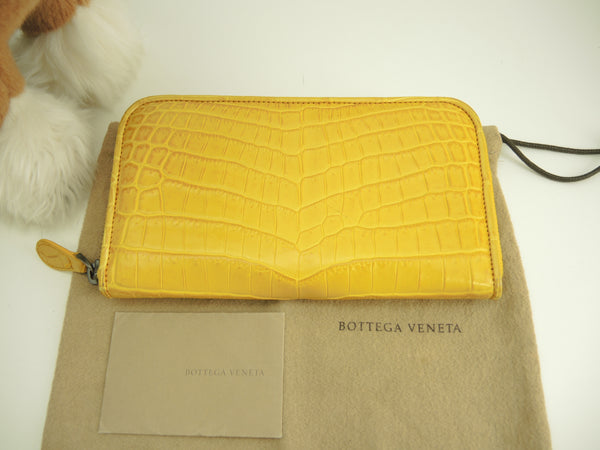 【高級 希少】BOTTEGA VENETA/長財布/クロコダイル/ラウンドジップ