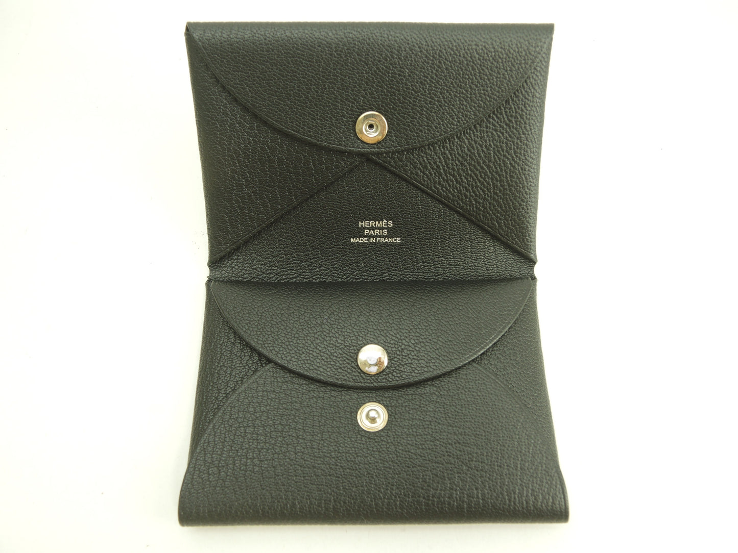 エルメス カルヴィデュオ シェーブルレザー 黒 コンパクトウォレット ミニサイフ 新品@U