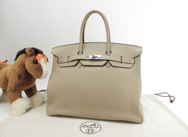 エルメス バーキン35 トゴ トゥルティエールグレー シルバー金具 ハンドバッグ@□J 5