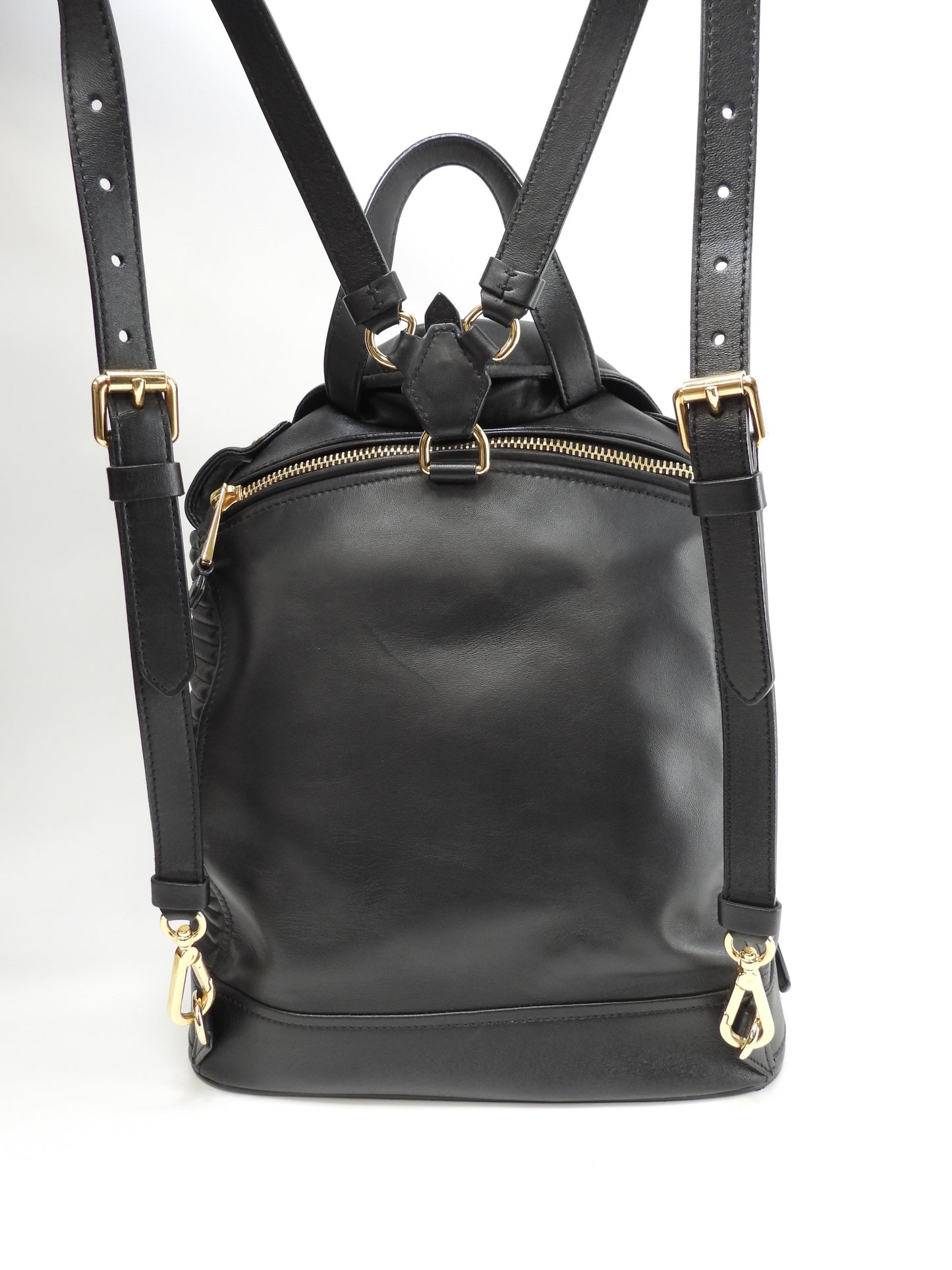 モスキーノ バックパック レザー黒 ライダース ハンドバッグ 美品@ 52