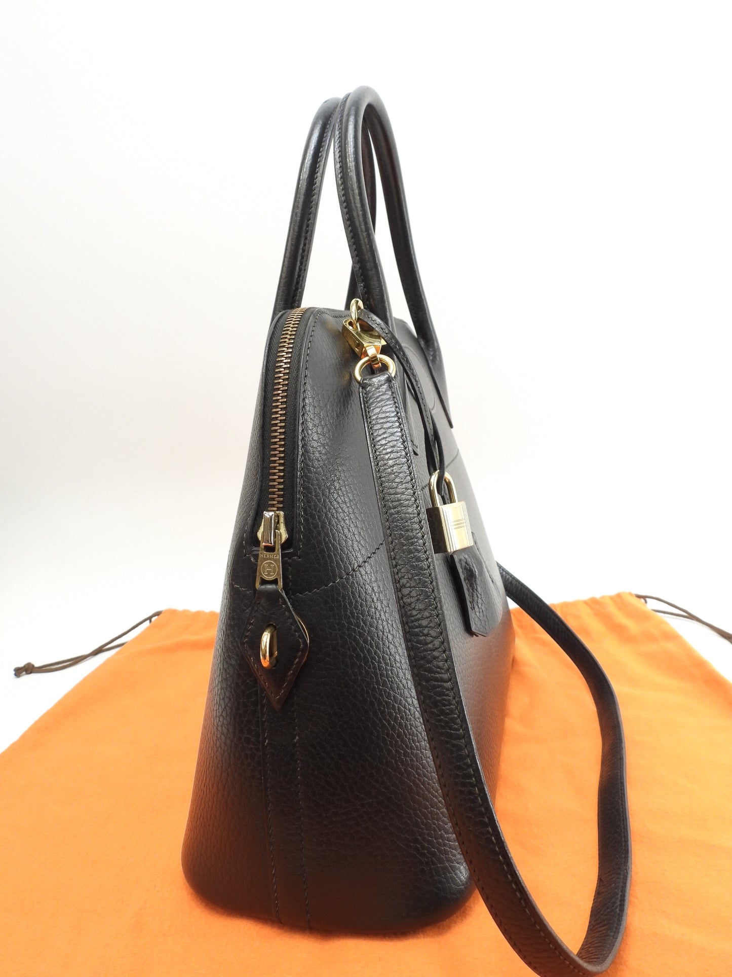 エルメス ボリード31 アルデンヌ黒 ゴールド金具 s付ハンドバッグ@〇Z