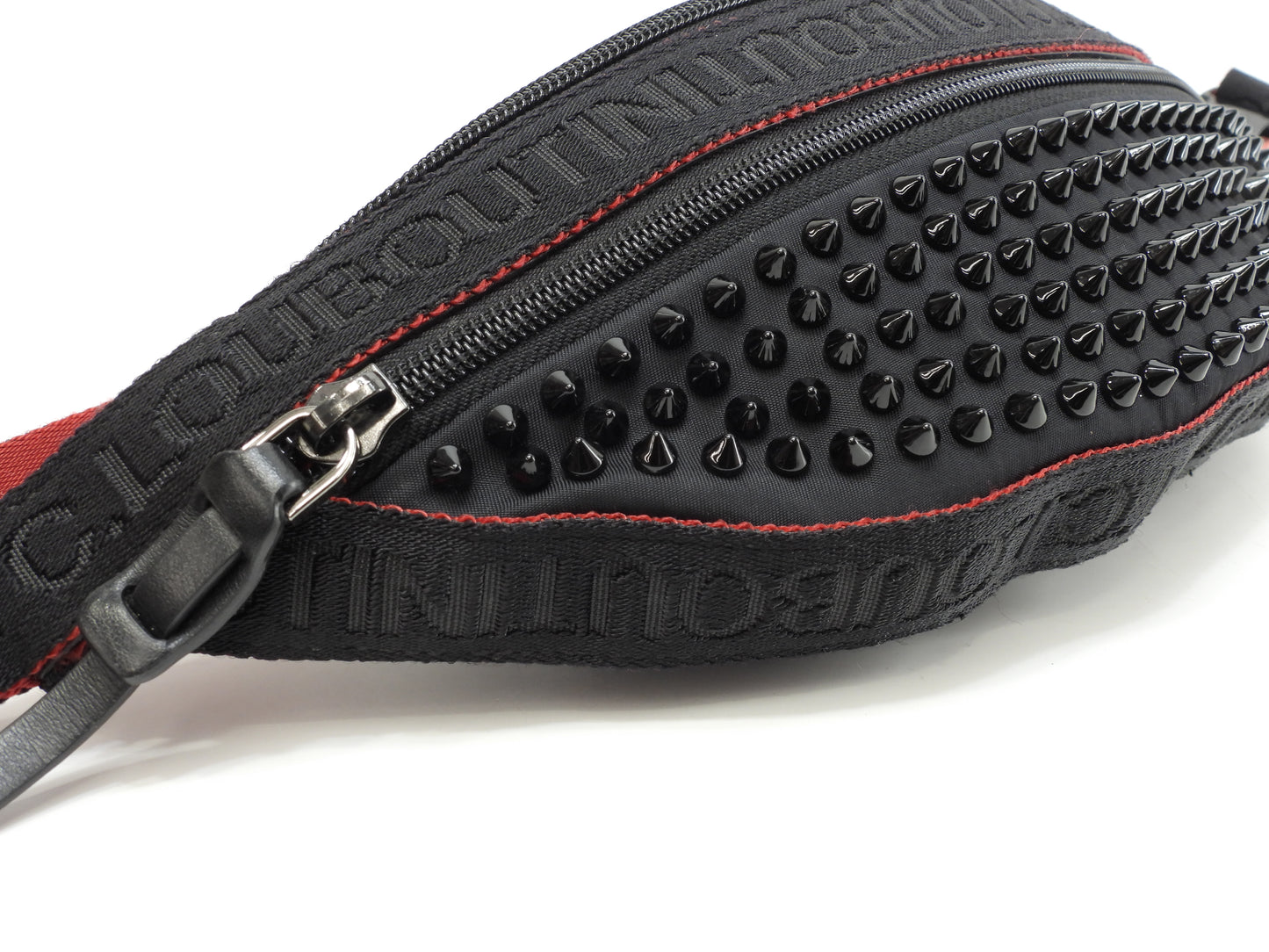 クリスチャンルブタン ボディバッグ Parisnyc ナイロン黒赤 ウエストバッグ@ 8