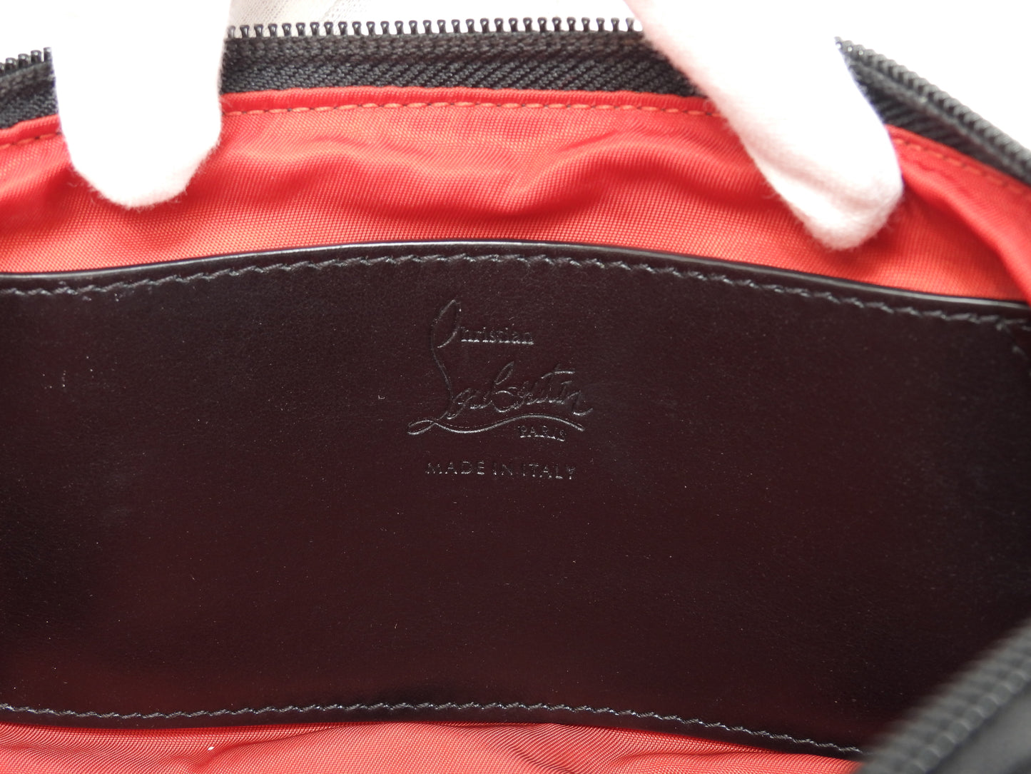 クリスチャンルブタン ボディバッグ Parisnyc ナイロン黒赤 ウエストバッグ@ 8