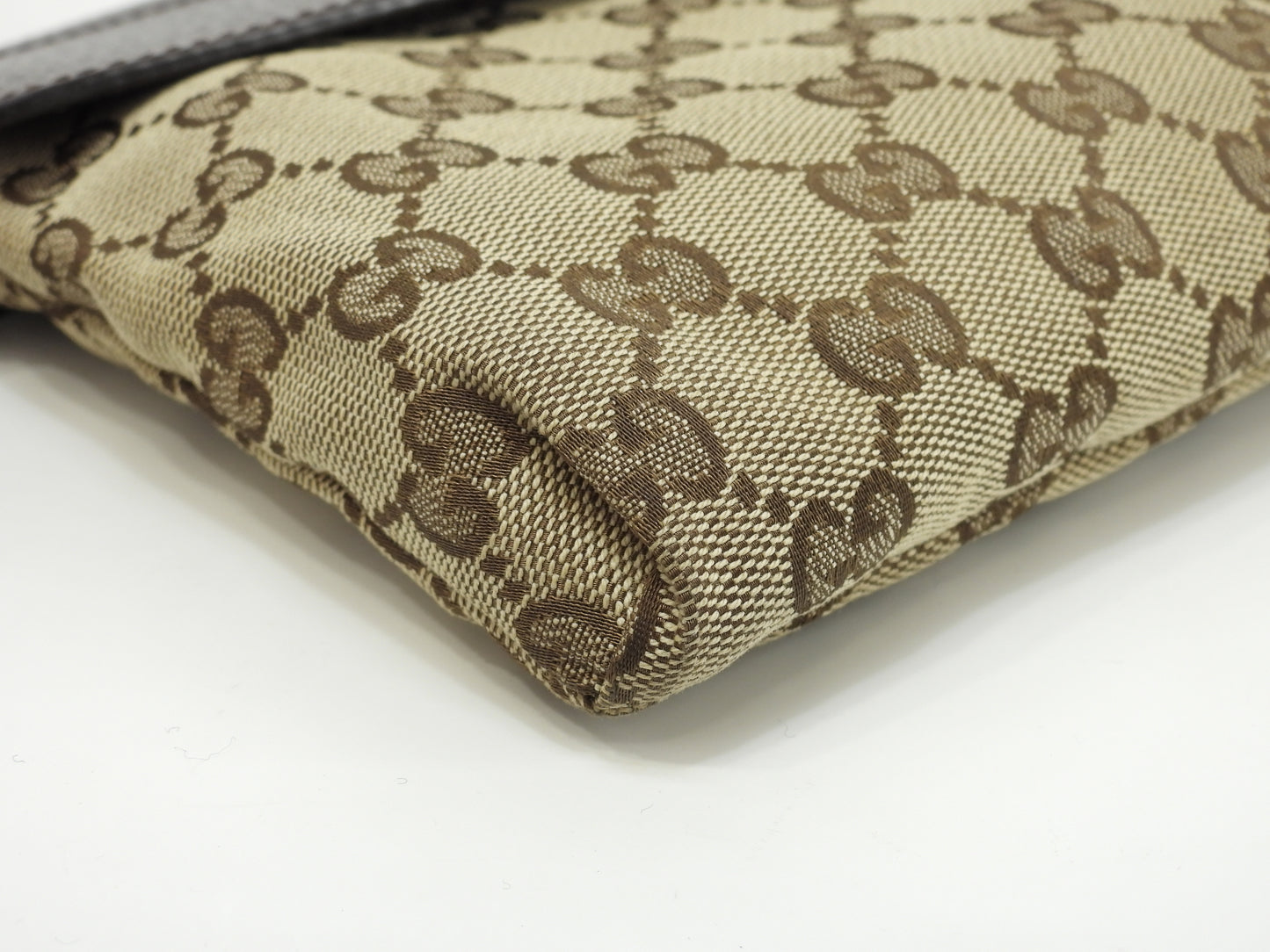 グッチ ボディバッグ GGシュプリーム コットン革茶 ヴェビング ベルトバッグ@ 14