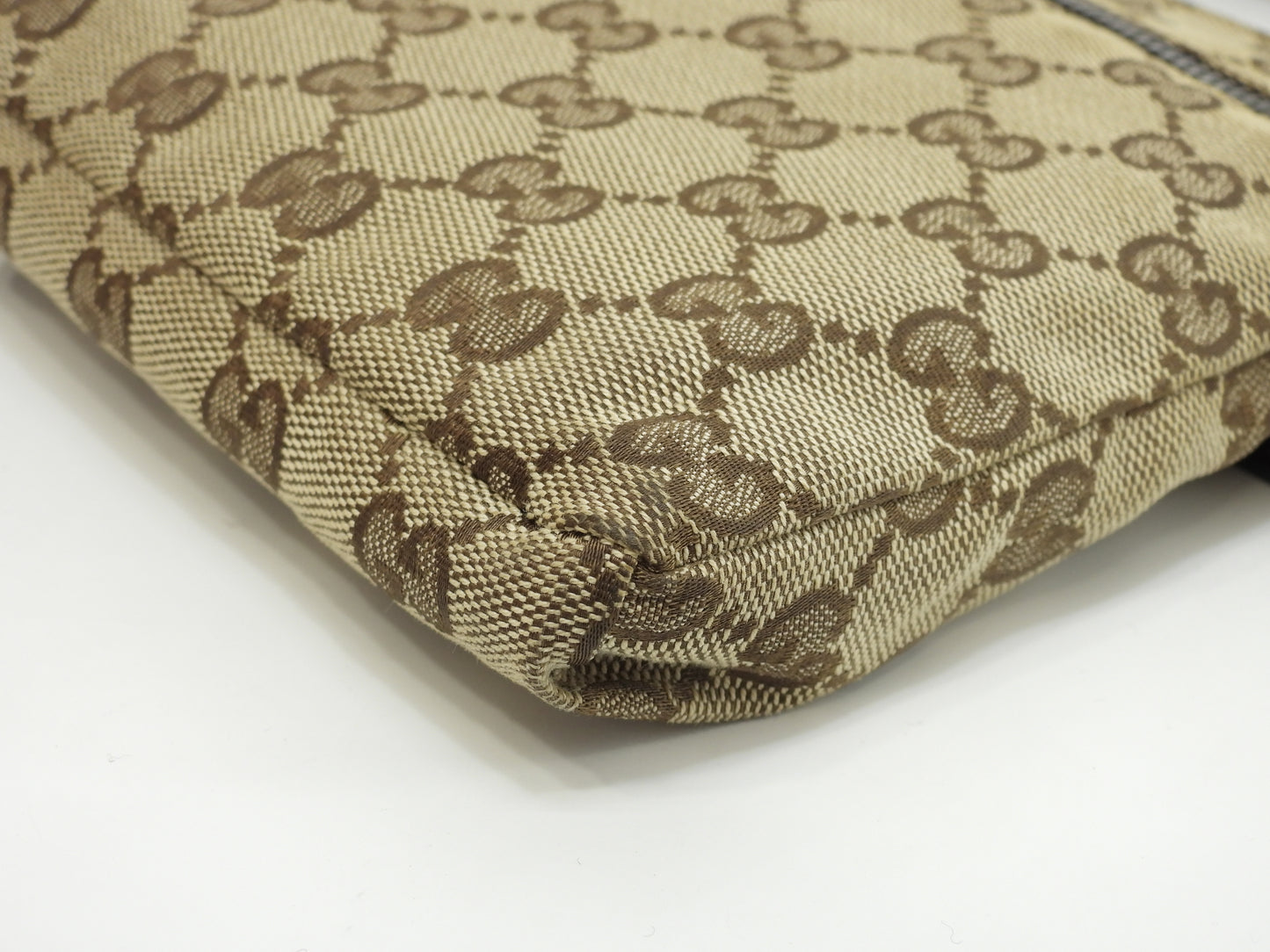 グッチ ボディバッグ GGシュプリーム コットン革茶 ヴェビング ベルトバッグ@ 14