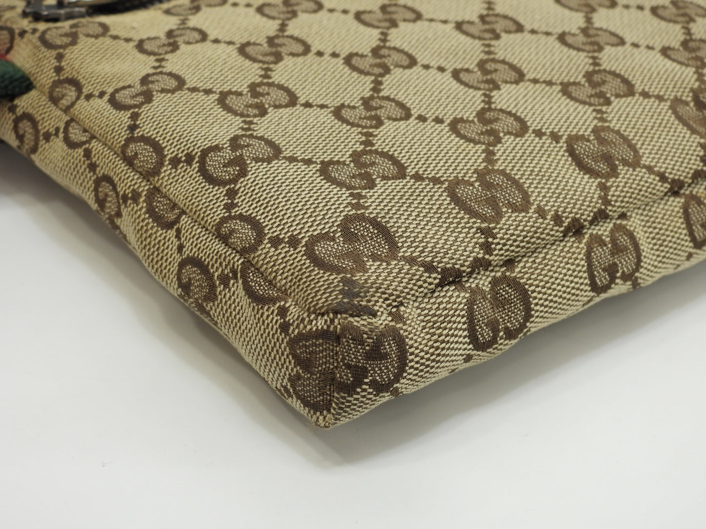 グッチ ボディバッグ GGシュプリーム コットン革茶 ヴェビング ベルトバッグ@ 14