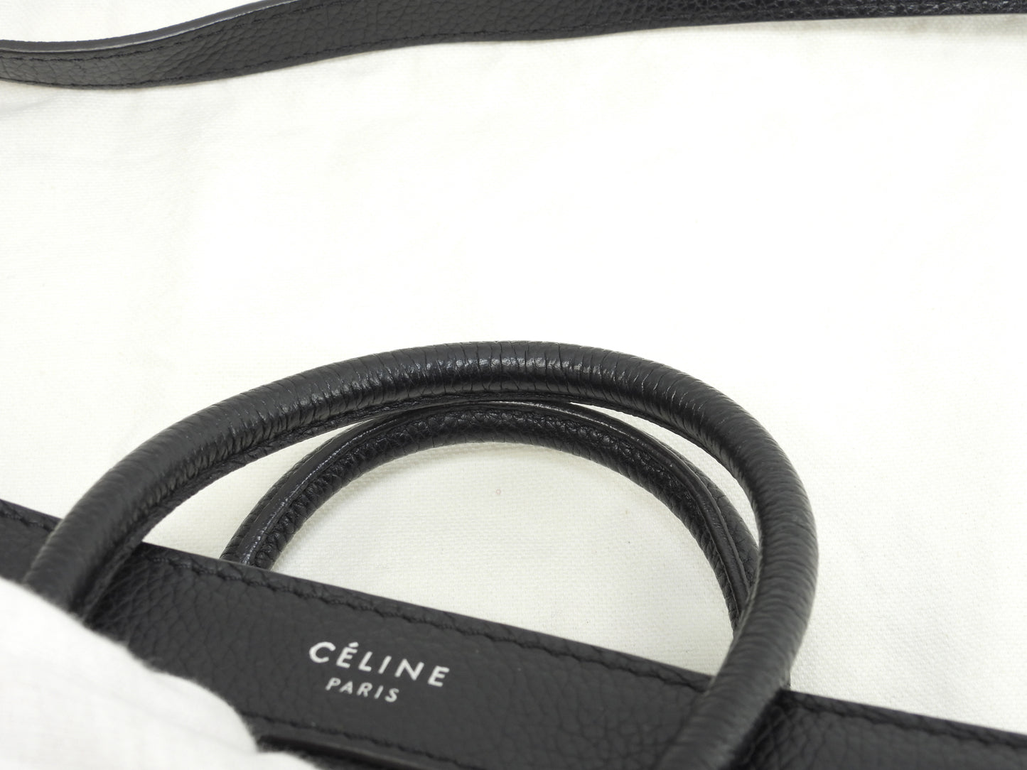 セリーヌ ラゲージナノ ドラムドレザー 黒 ポシェット ミニハンドバッグ 美品@S-VP-0172