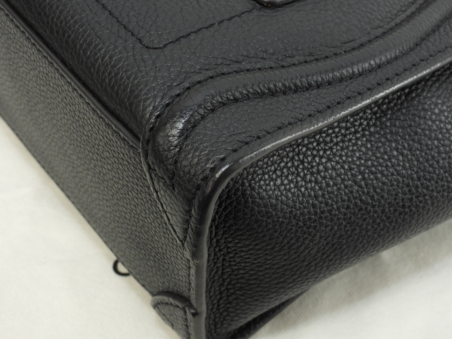 セリーヌ ラゲージナノ ドラムドレザー 黒 ポシェット ミニハンドバッグ 美品@S-VP-0172