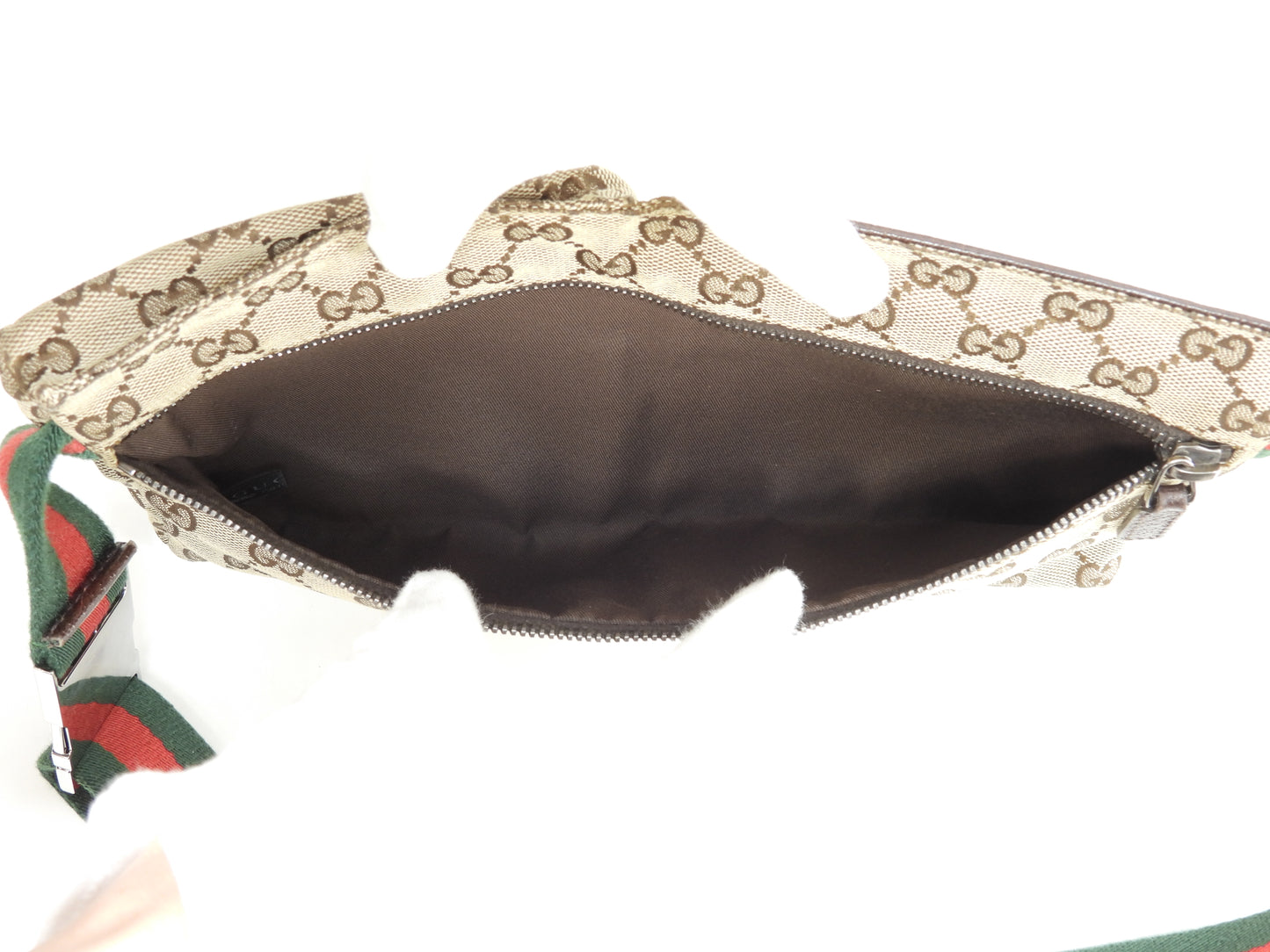 グッチ ボディバッグ GGシュプリーム コットン革茶 ヴェビング ベルトバッグ@ 14