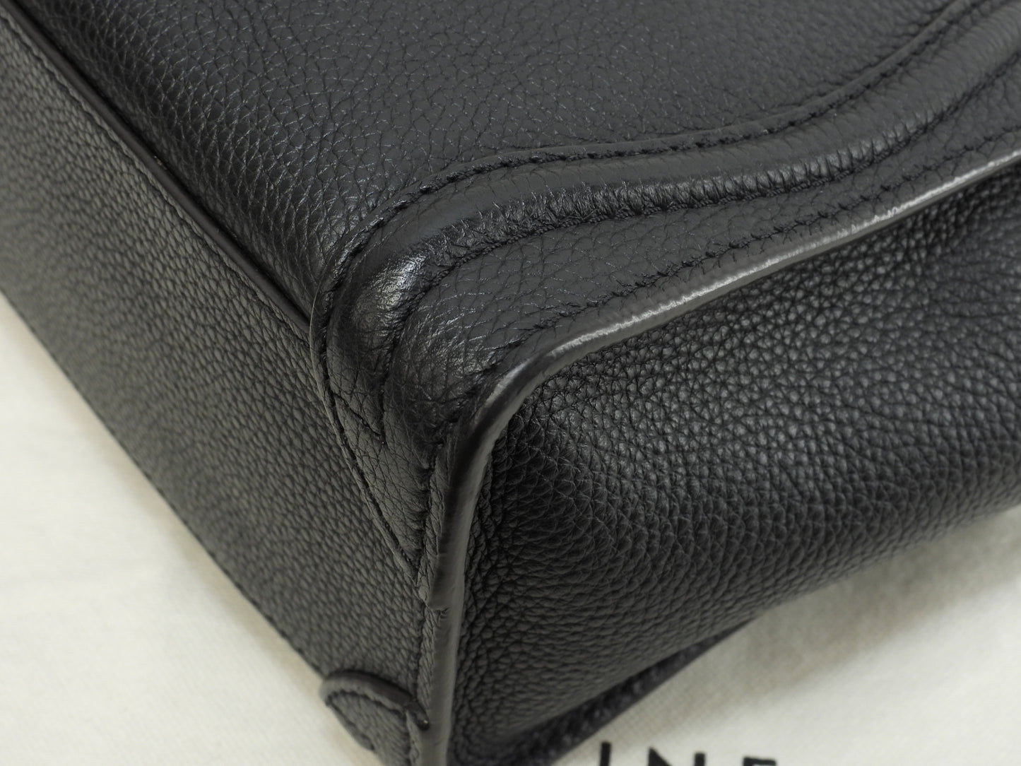 セリーヌ ラゲージナノ ドラムドレザー 黒 ポシェット ミニハンドバッグ 美品@S-VP-0172