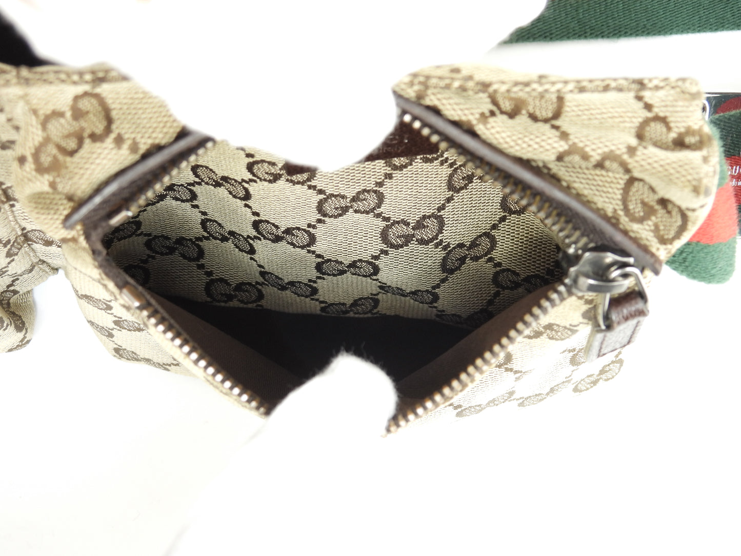 グッチ ボディバッグ GGシュプリーム コットン革茶 ヴェビング ベルトバッグ@ 14