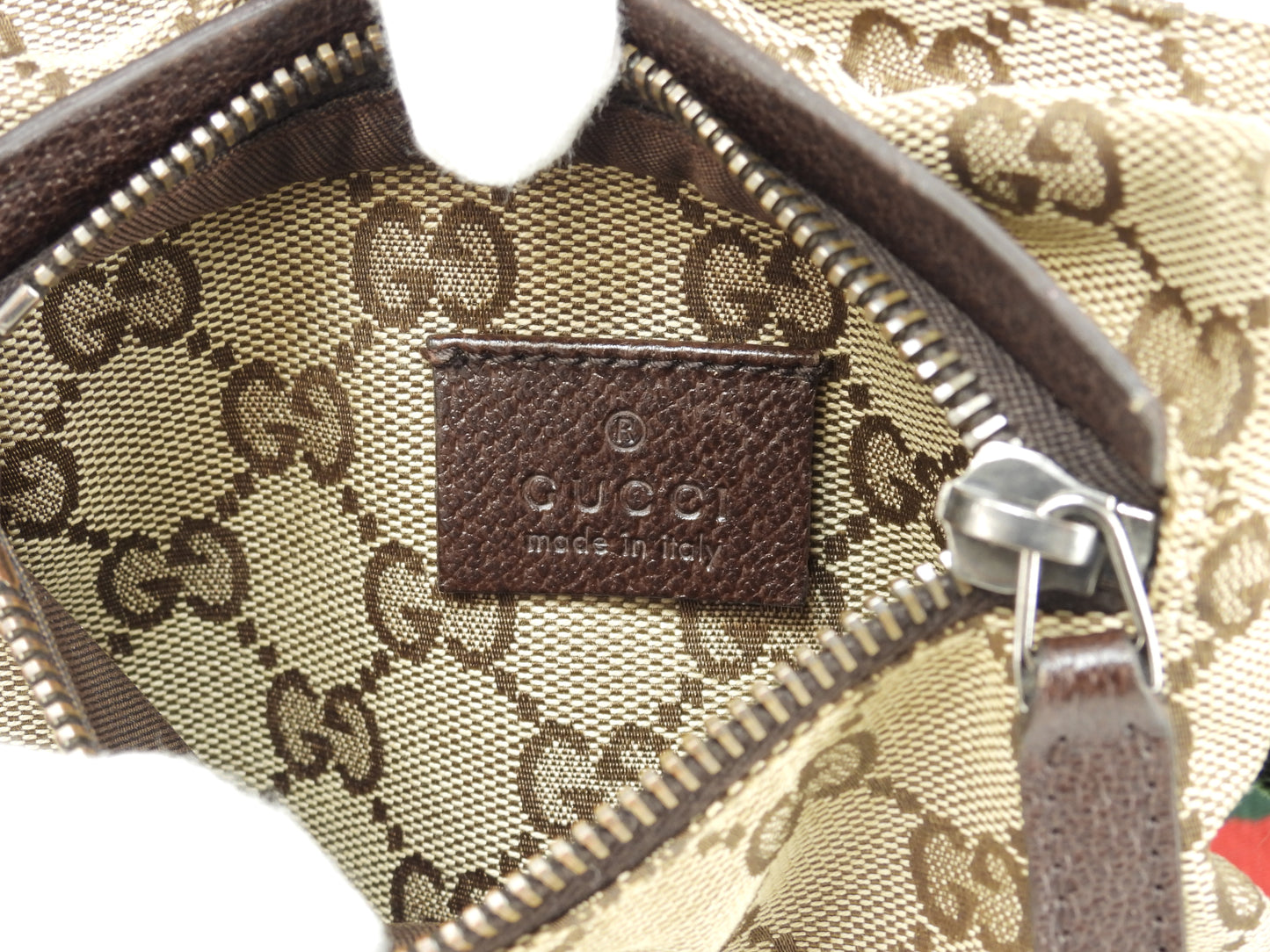 グッチ ボディバッグ GGシュプリーム コットン革茶 ヴェビング ベルトバッグ@ 14