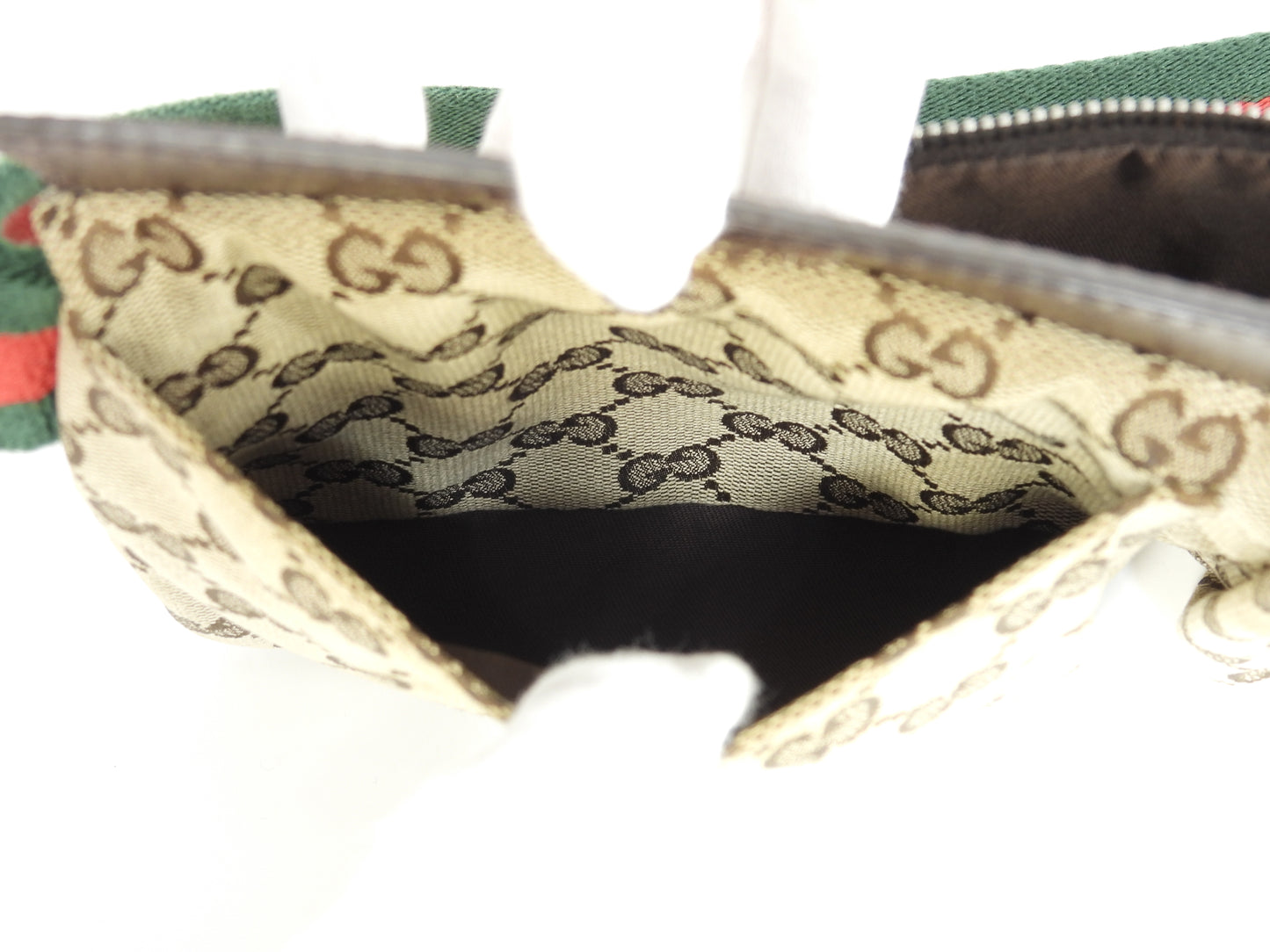 グッチ ボディバッグ GGシュプリーム コットン革茶 ヴェビング ベルトバッグ@ 14