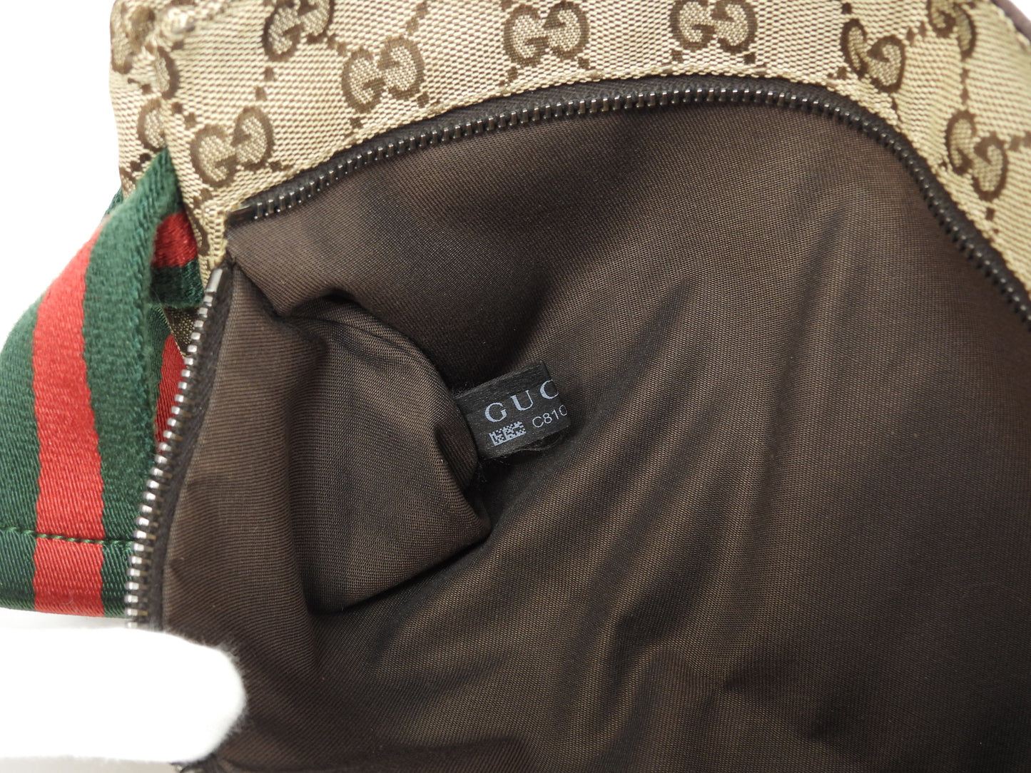 グッチ ボディバッグ GGシュプリーム コットン革茶 ヴェビング ベルトバッグ@ 14