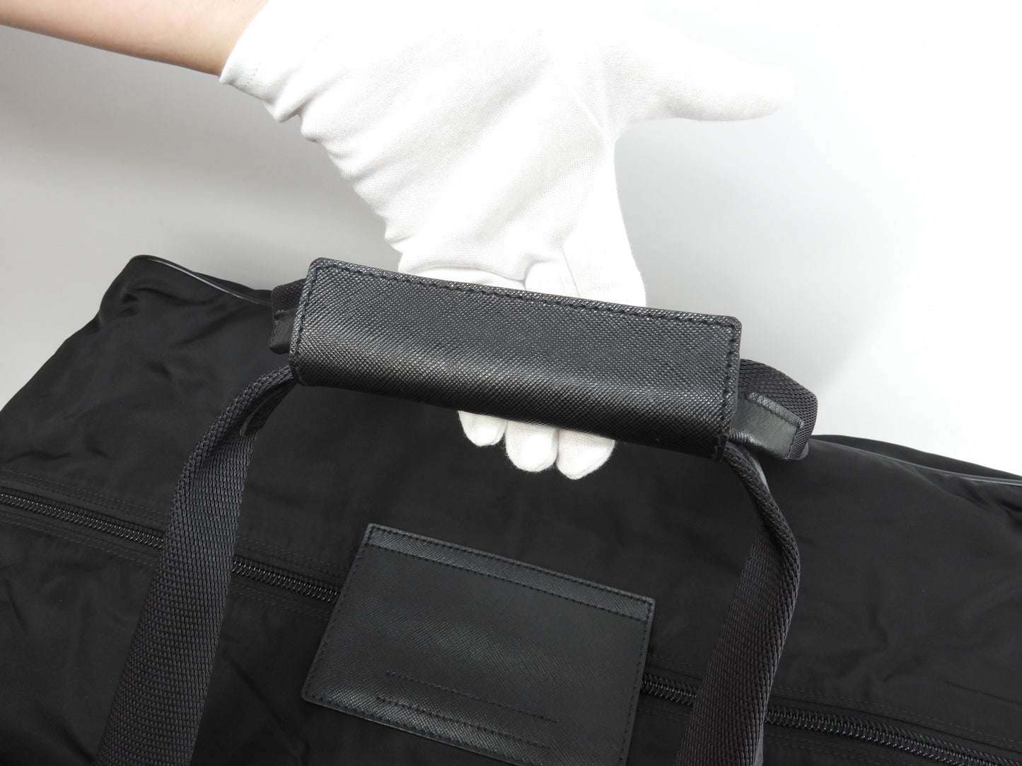 プラダ s付ボストンバッグ大 三角プレート ナイロン革黒 トラベルバッグ 旅行用@56 2