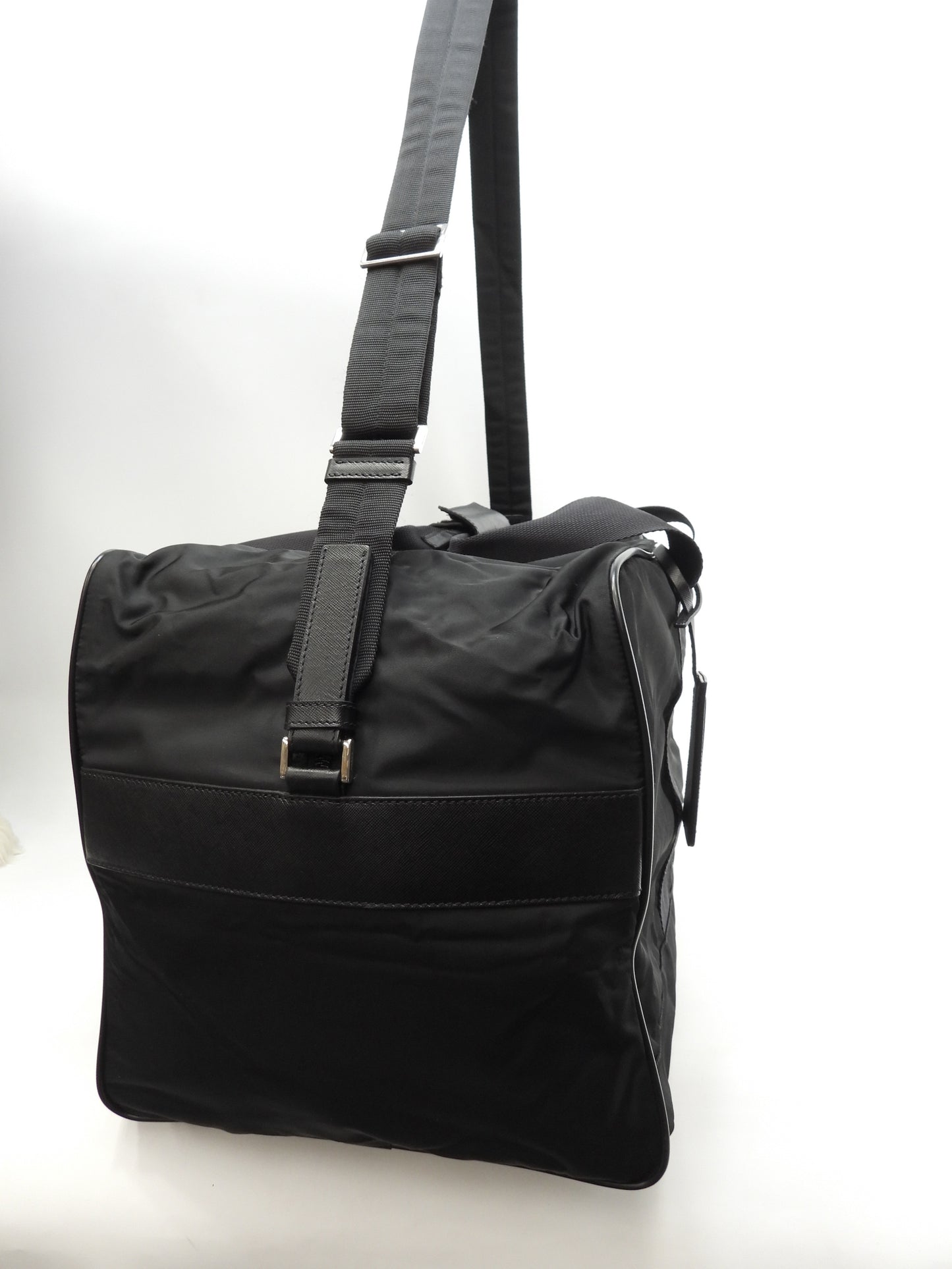 プラダ s付ボストンバッグ大 三角プレート ナイロン革黒 トラベルバッグ 旅行用@56 2