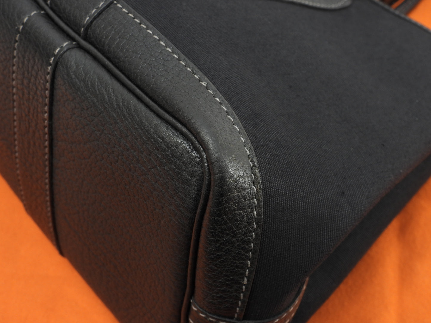 エルメス ガーデンパーティTPM トワルオフィシェ 黒 s付ハンドバッグ 美品@□H 13