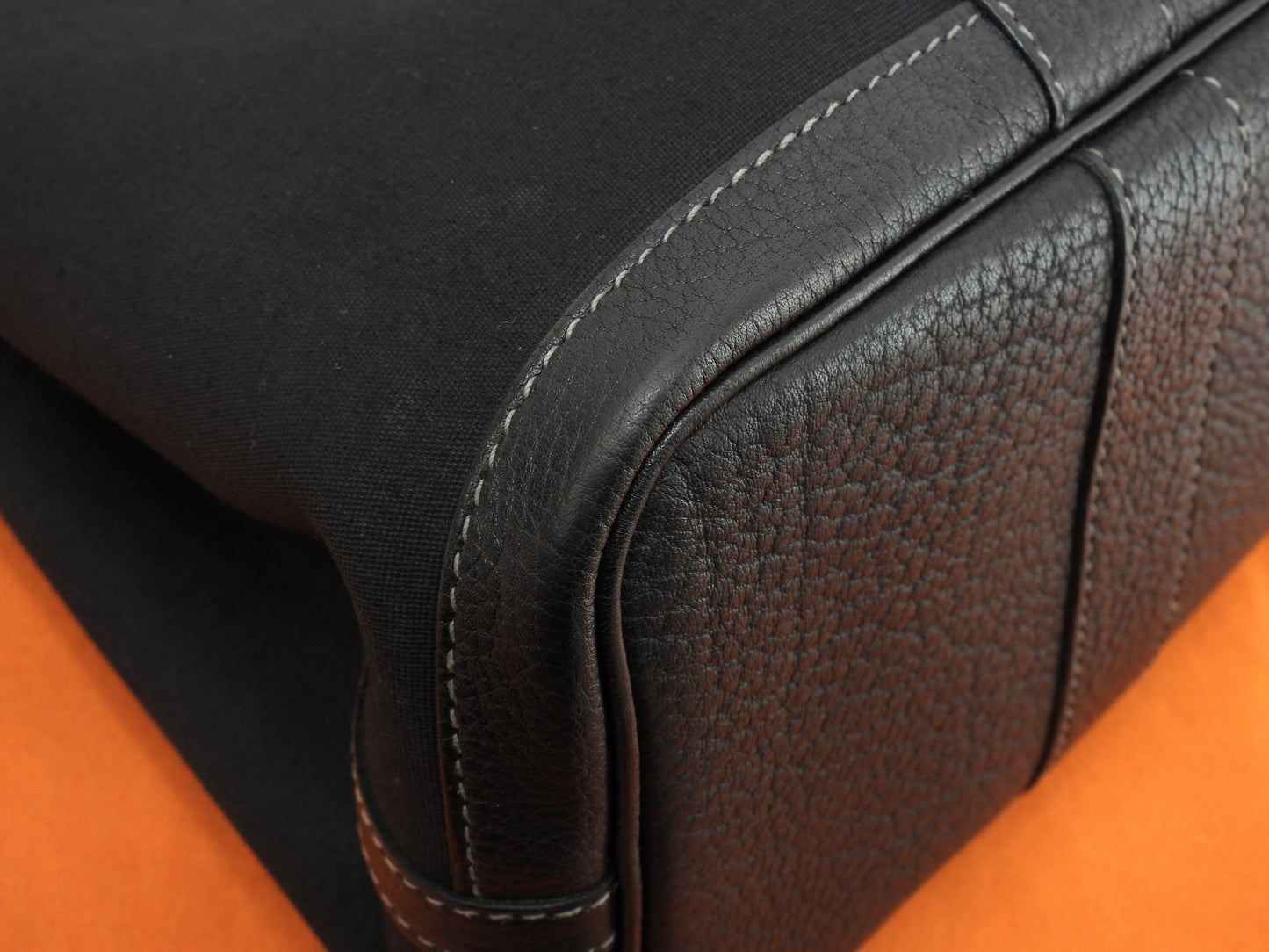 エルメス ガーデンパーティTPM トワルオフィシェ 黒 s付ハンドバッグ 美品@□H 13