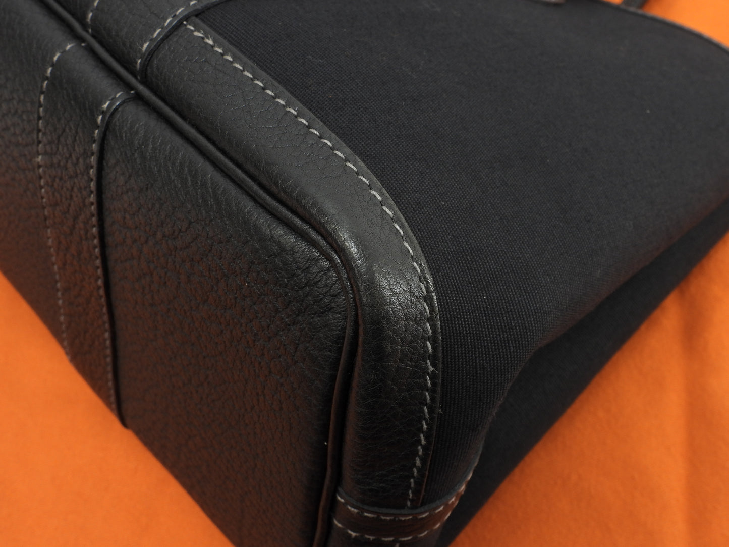 エルメス ガーデンパーティTPM トワルオフィシェ 黒 s付ハンドバッグ 美品@□H 13