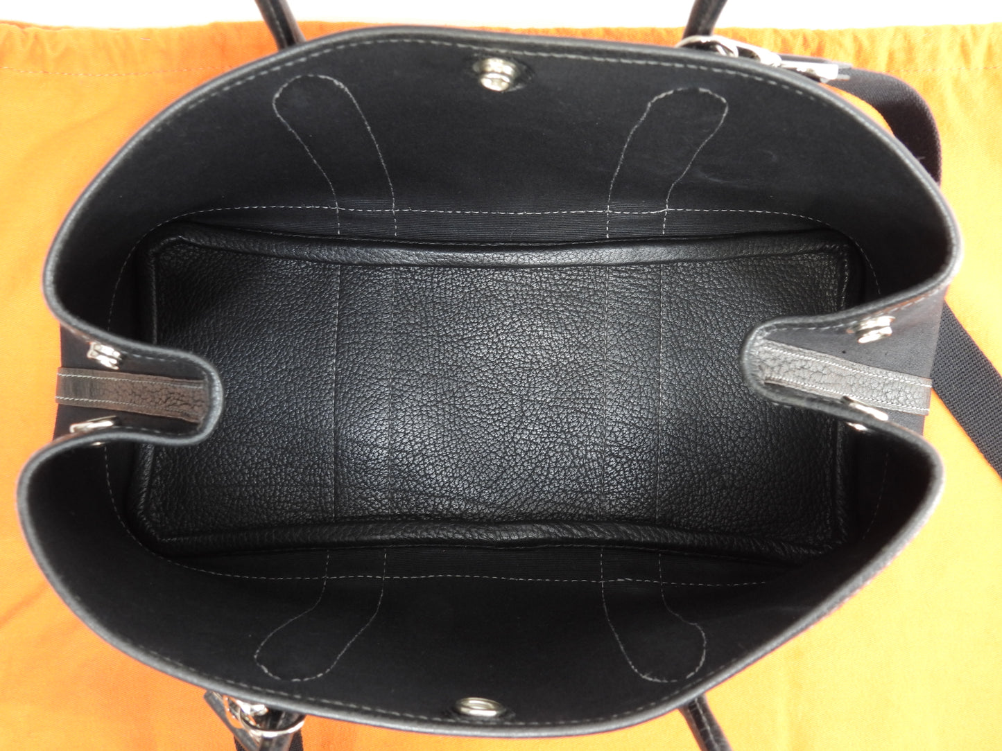 エルメス ガーデンパーティTPM トワルオフィシェ 黒 s付ハンドバッグ 美品@□H 13