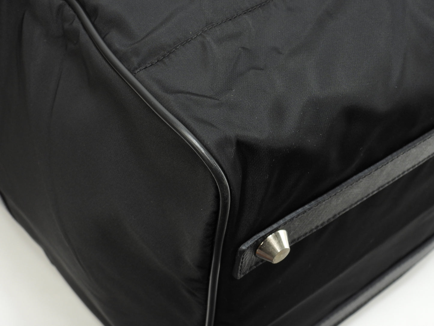 プラダ s付ボストンバッグ大 三角プレート ナイロン革黒 トラベルバッグ 旅行用@56 2