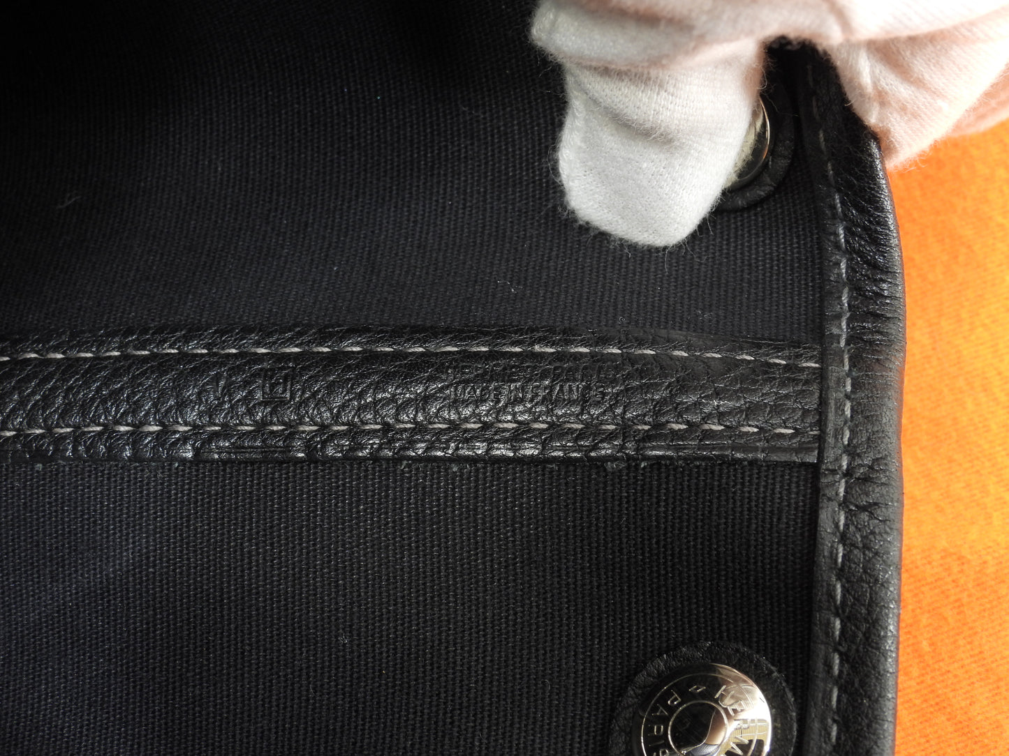 エルメス ガーデンパーティTPM トワルオフィシェ 黒 s付ハンドバッグ 美品@□H 13