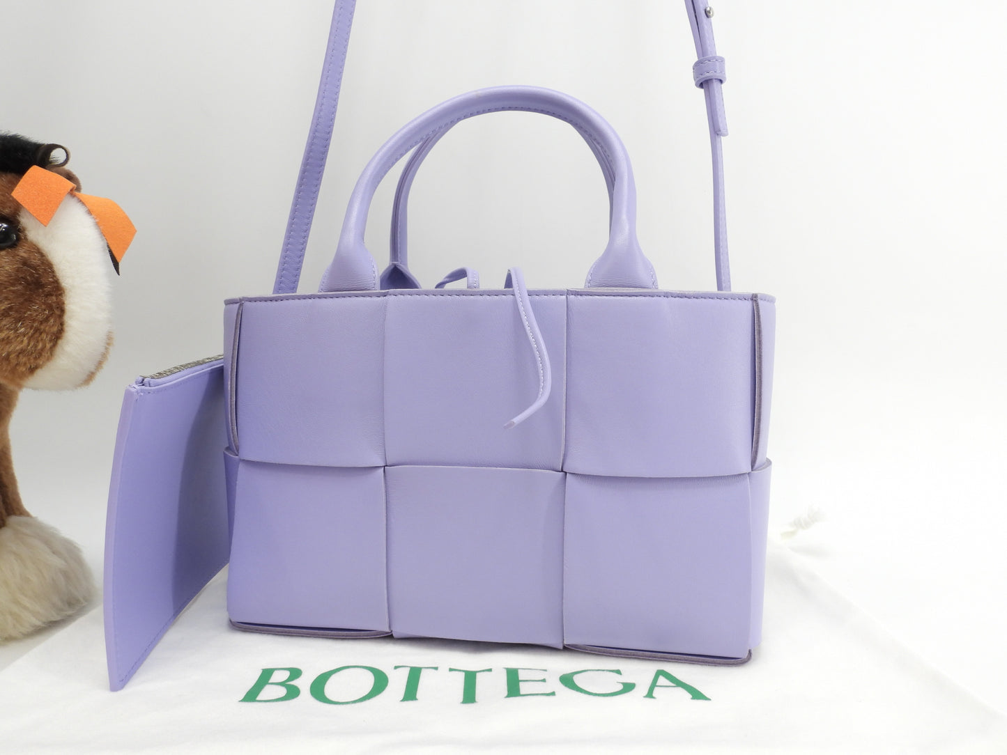 ボッテガヴェネタ ミニトートバッグ アルコ レザー薄紫 s付ハンドバッグ 美品@B10212556N