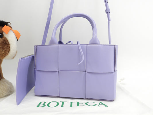 ボッテガヴェネタ ミニトートバッグ アルコ レザー薄紫 s付ハンドバッグ 美品@B10212556N