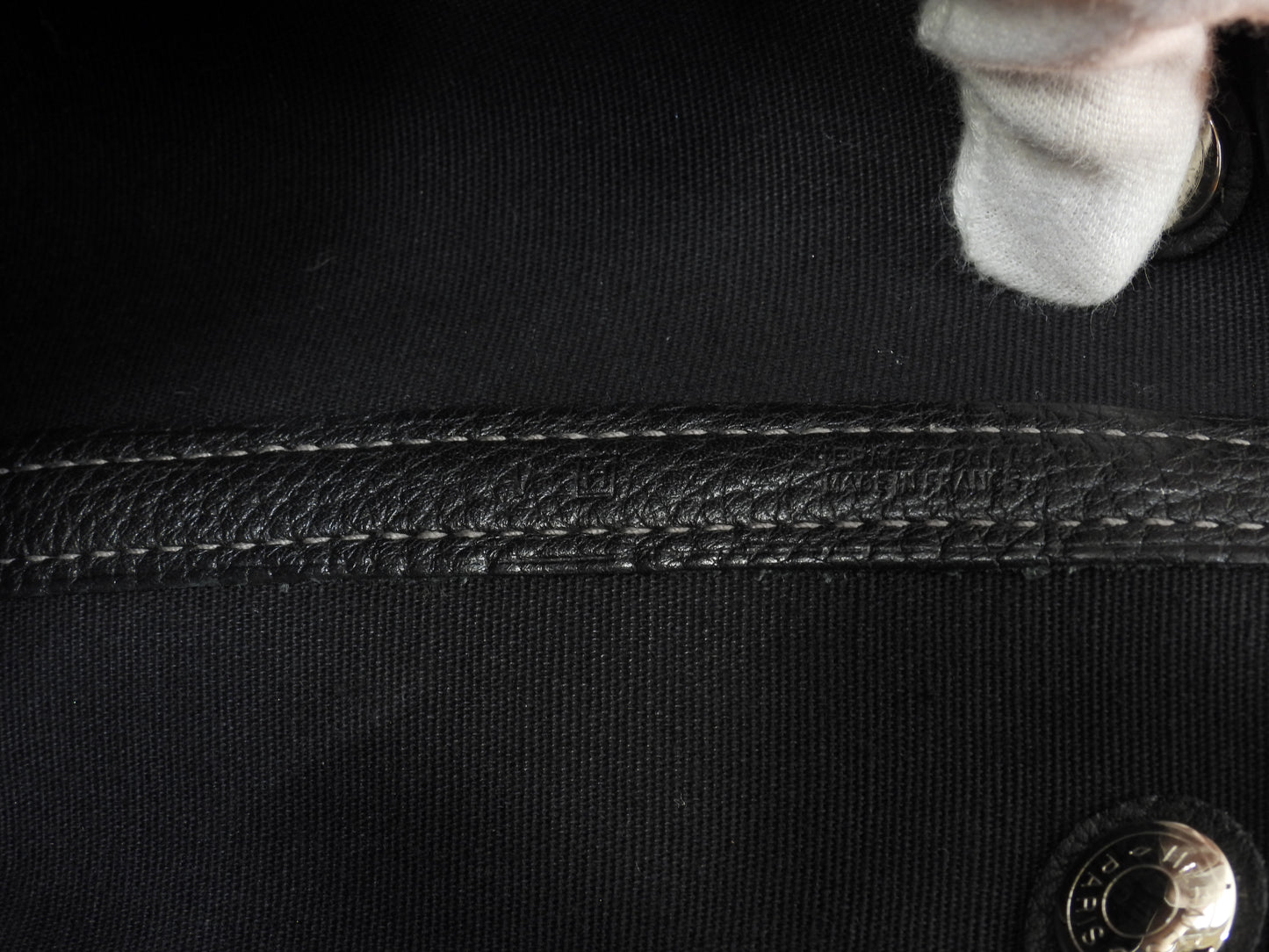 エルメス ガーデンパーティTPM トワルオフィシェ 黒 s付ハンドバッグ 美品@□H 13