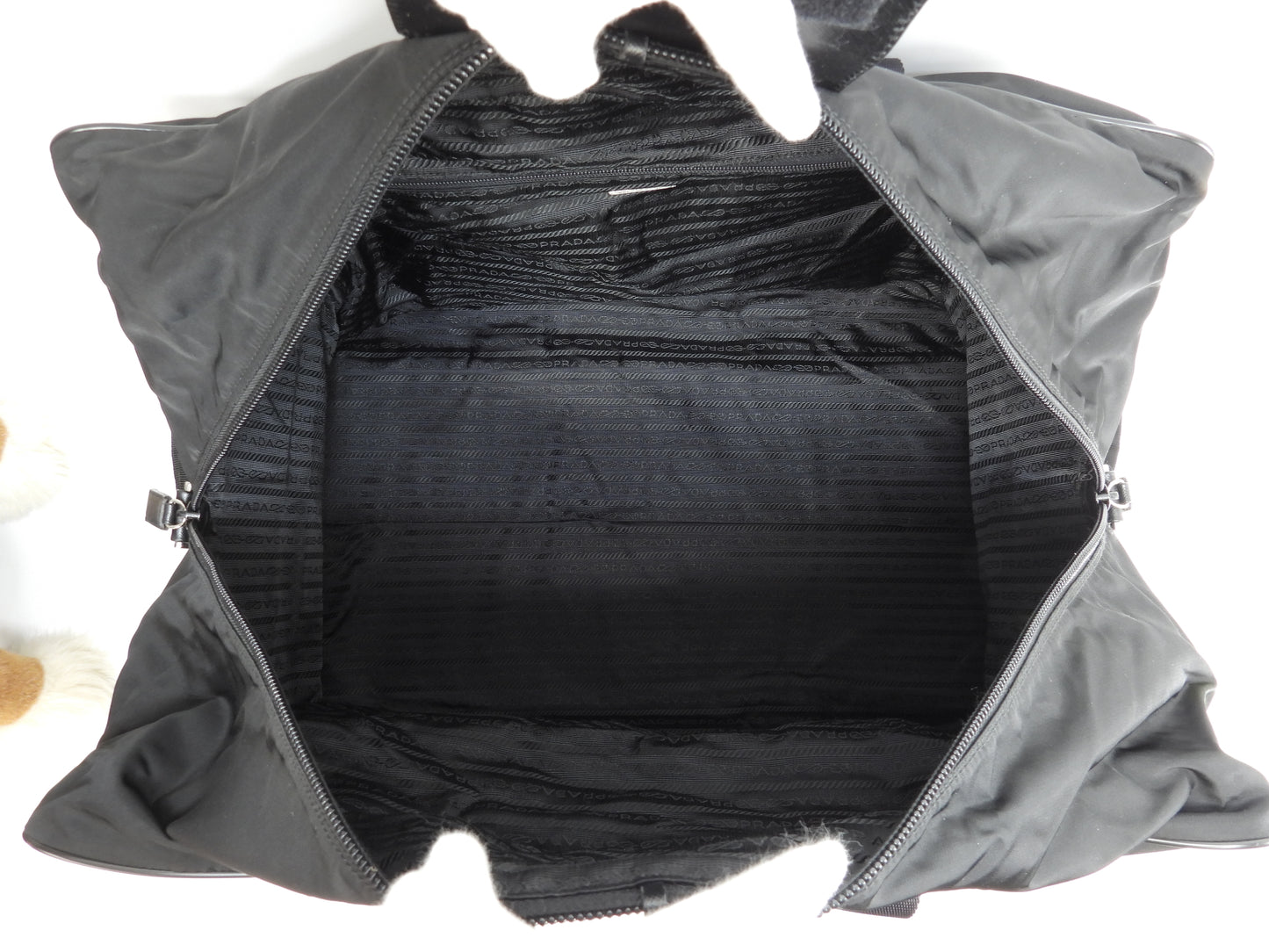 プラダ s付ボストンバッグ大 三角プレート ナイロン革黒 トラベルバッグ 旅行用@56 2