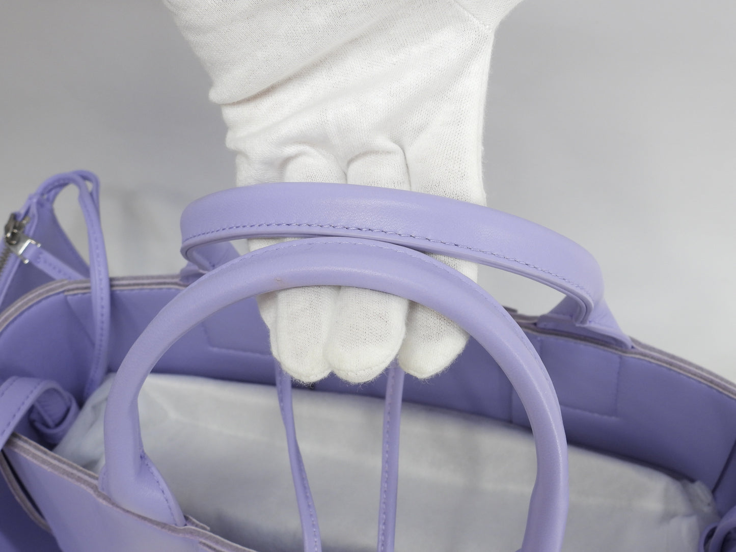 ボッテガヴェネタ ミニトートバッグ アルコ レザー薄紫 s付ハンドバッグ 美品@B10212556N