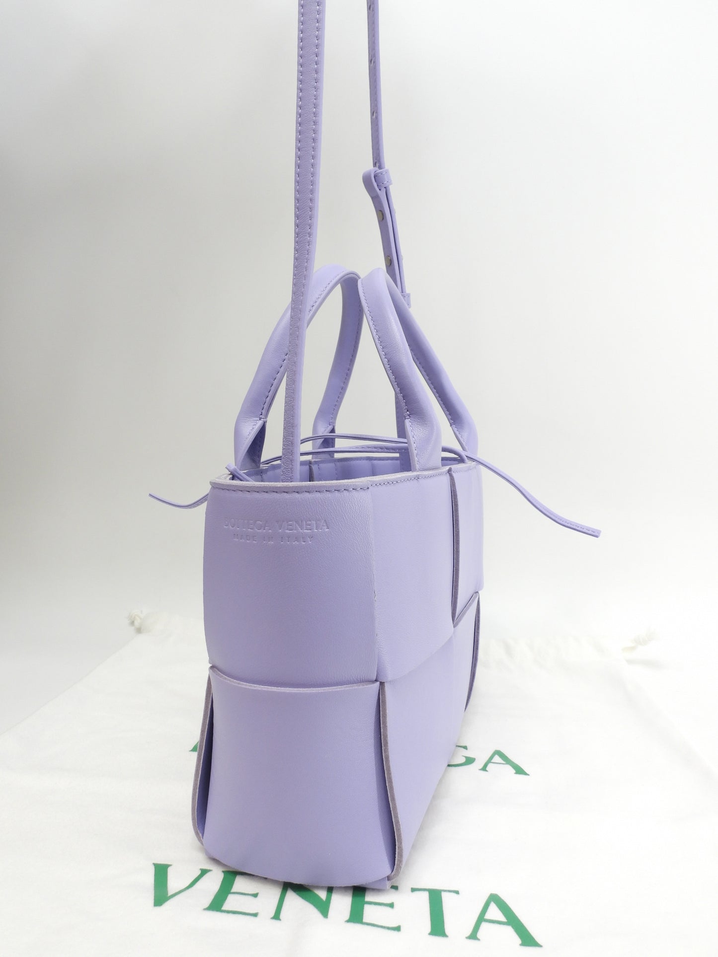 ボッテガヴェネタ ミニトートバッグ アルコ レザー薄紫 s付ハンドバッグ 美品@B10212556N
