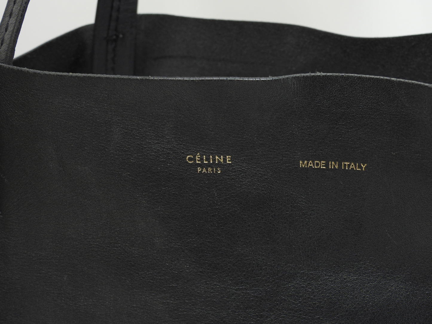 セリーヌ カバホリゾンタル スムースレザー 黒 トートバッグ ショルダーバッグ大@U-CU-0123