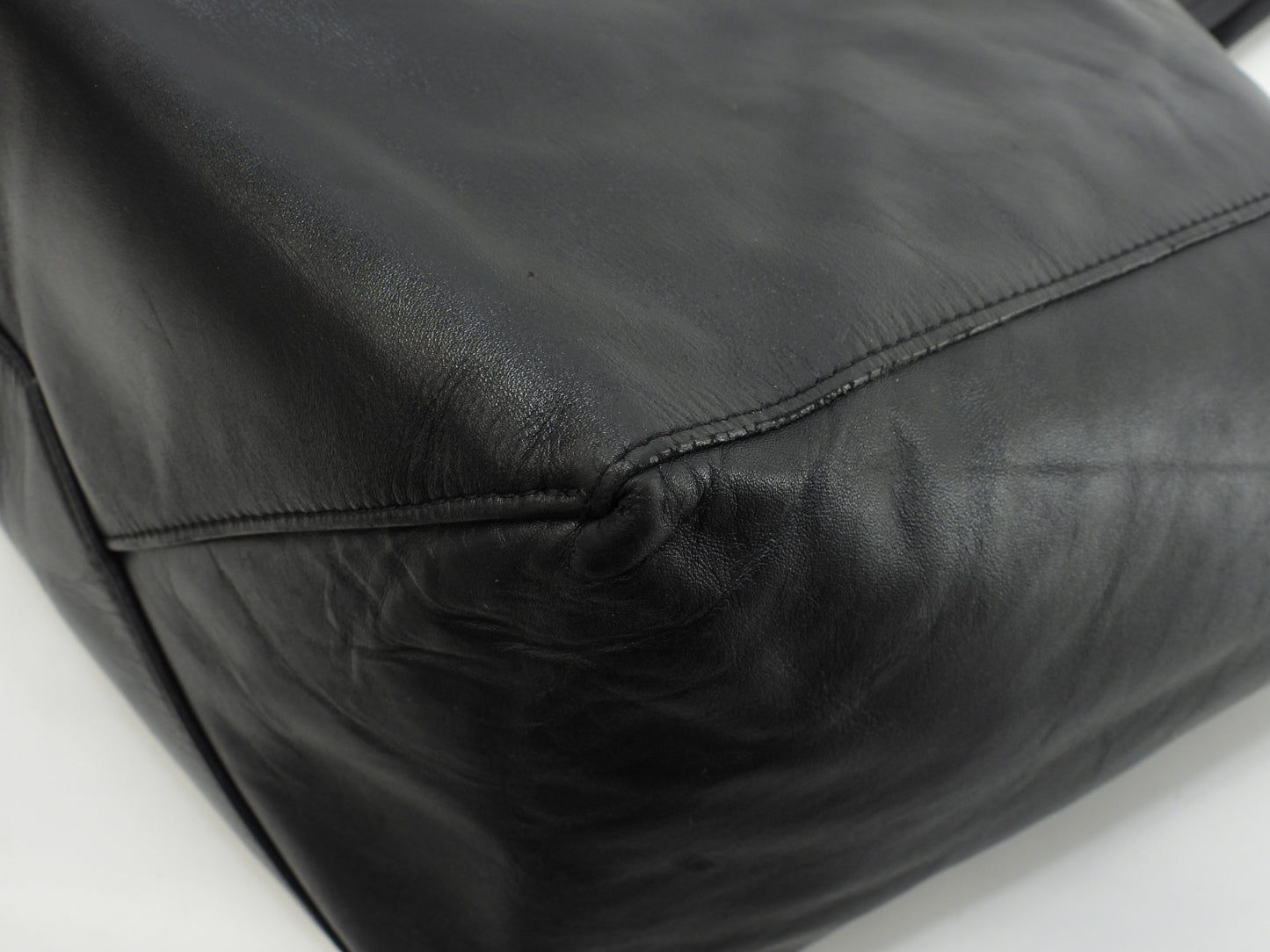 セリーヌ カバホリゾンタル スムースレザー 黒 トートバッグ ショルダーバッグ大@U-CU-0123