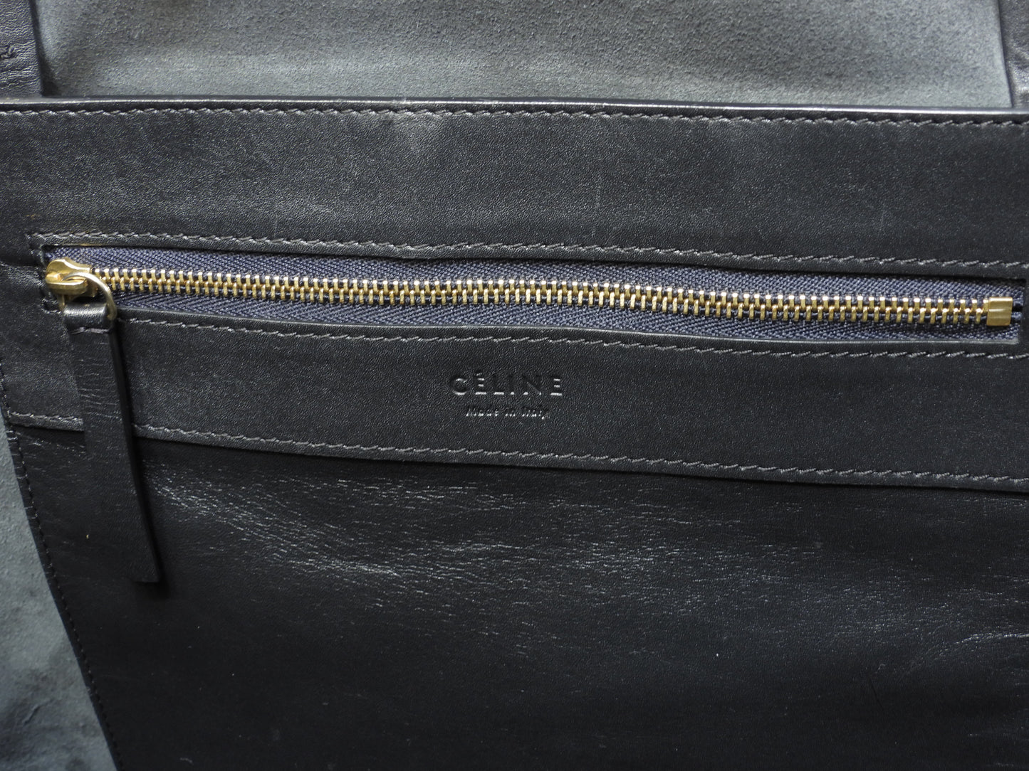 セリーヌ カバホリゾンタル スムースレザー 黒 トートバッグ ショルダーバッグ大@U-CU-0123